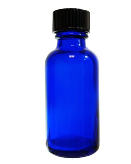 Bottle, Flint Glass, Cobalt Blue Color, 4 ounce, with cap.  Pack 12.