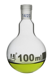 Eisco Labs: 100mL Round Bottom Boiling Flask – Screw Thread 14/23 Joint, Borosilicate Glass_MAIN