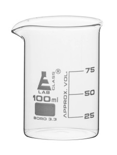 Eisco Labs: 100ml Graduated Beaker, Low Form, Borosilicate Glass with Spout_MAIN