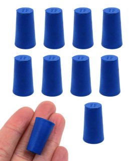 Eisco Labs Solid Blue Neoprene Stoppers, Bottom 11mm, Top 14mm, Length 24mm, Oil Resistant, Up to 250°F / 120°C – Pack of 10_MAIN