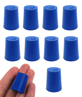 Eisco Labs: Solid blue neoprene stoppers: Bottom 17mm Top 20mm Length 26mm Made from long lasting neoprene rubber, oil resistant, Use up to temps of 250°F / 120°C Pack of 10_MAIN
