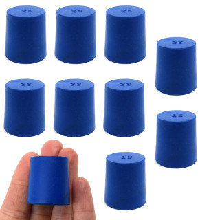 Eisco Labs: Solid blue neoprene stoppers: Bottom 23mm Top 26mm Length 28mm Made from long lasting neoprene rubber, oil resistant, Use up to temps of 250°F / 120°C Pack of 10_MAIN