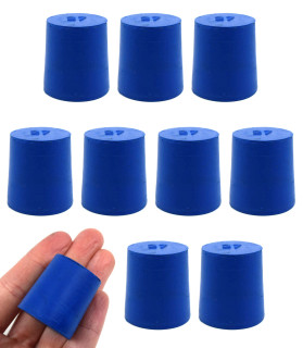 Eisco Labs Solid Blue Neoprene Stoppers, Bottom 27mm, Top 31mm, Length 32mm, Oil Resistant, Up to 250°F / 120°C – Pack of 10_MAIN