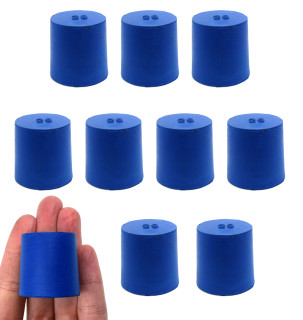 Eisco Labs Solid Blue Neoprene Stoppers, Bottom 29mm, Top 31mm, Length 32mm, Oil Resistant, Up to 250°F / 120°C – Pack of 10_MAIN