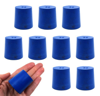 Eisco Labs: Solid blue neoprene stoppers: Bottom 33mm Top 38mm Length 38mm Made from long lasting neoprene rubber, oil resistant, Use up to temps of 250°F / 120°C Pack of 10_MAIN