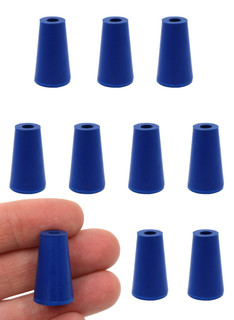 Eisco Labs: Blue ASTM Neoprene Stoppers with 1 Hole (4mm Dia), Size #000, 10-Pack_MAIN