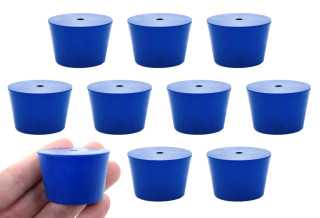 Eisco Labs: Blue ASTM #7.5 Neoprene Stoppers, One 5mm Hole - Pack of 10_MAIN