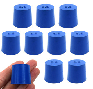 Eisco Labs: Solid Blue Neoprene ASTM #5.5 Stoppers – Pack of 10_MAIN