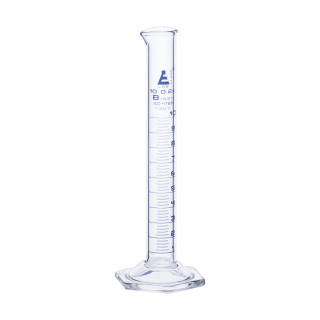 Eisco Labs: 10ml Graduated Cylinder, Borosilicate Glass, Hexagonal Base, Spout_MAIN