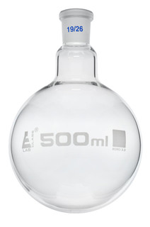 Eisco Labs: 500ml Round Bottom Boiling Flask with 19/26 Joint, Borosilicate_MAIN