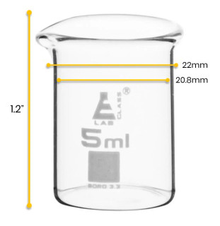 Eisco Labs: 5ml Low Form Beaker With Spout – Borosilicate Glass, Graduated_main