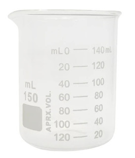 Beaker, Griffin Style, 150ml Capacity, Borosilicate Glass, Graduated.
