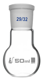 Eisco Labs: 50ml Florence Boiling Flask, 29/32 Joint, Interchangeable - Borosilicate Glass - Flat Bottom, Short Neck_main