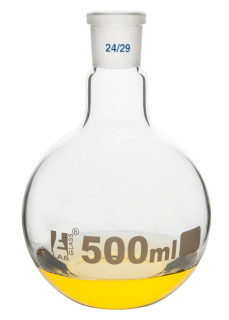 Eisco Labs: 500ml Florence Boiling Flask - 24/29 Joint, Interchangeable - Borosilicate Glass - Flat Bottom, Short Neck_main