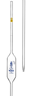 Eisco Labs: Volumetric Pipette, 100ml - Class A - Blue Markings - Yellow Coded - Borosilicate Glass_main