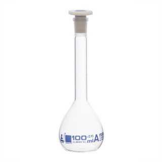 Eisco Labs: Flask, Volumetric 100ml, Class A with Stopper & Work Certificate_main