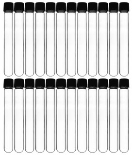 Eisco Labs: 25ml Plain Glass Test Tube with Bakelite Screw Cap & Rubber Liner – Pack of 24_MAIN