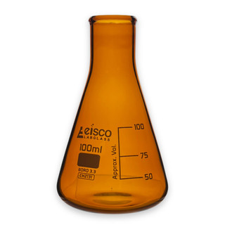Eisco Labs: Amber Erlenmeyer Flask – Narrow Neck, 100ml, Borosilicate Glass_MAIN