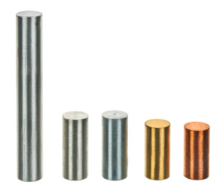 Eisco Labs: 5pc Equal Mass Metal Cylinders Set - Zinc, Copper, Aluminum, Tin & Brass_main