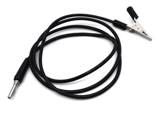Eisco Labs: Connecting Leads, length 1000 mm, Black, 4 mm plug at one end and crocodile clip at the other end_main