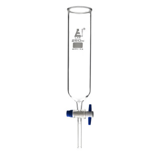 Eisco Labs: 250ml Cylindrical Dropping Funnel, Open Top, PTFE Stopcock_main