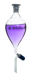 Eisco Labs: 250ml Pear-Shaped Separating Funnel with Rotaflow Stopcock_main