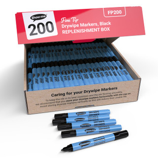Show-Me Slim Fine Tip Drywipe Pens, Black, Box of 200_main Show-Me Slim Fine Tip Drywipe Pens, Black, Box of 200_main