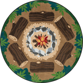 Cozy Campfire Fun 5'4" Round Multi-Color Area Rug