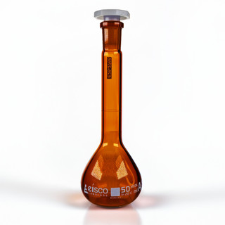 Eisco Labs: 20ml Class A Amber Borosilicate Volumetric Flask with Stopper_main
