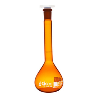 Eisco Labs: 100ml Class A Amber Volumetric Flask with QR Code_main