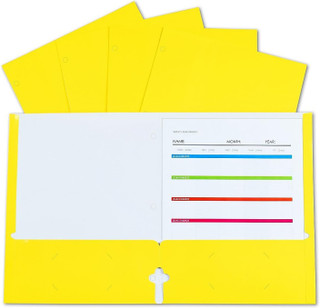 Yellow Laminated 2-Pocket Portfolio with 3-Hole Punch, 25/PK_main
