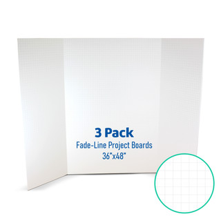 36” x 48” Fade-Line White Foam Trifold Poster Board, 1/2" Subtle Grid Lines for Alignment & Visual Layouts, Pack of 3_main
