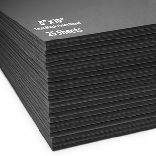 8” x 10” Total Black Foam Board - Double-Sided with Black Core, 3/16" Thick - Photography Mounting, Art Projects, Presentations – Pack of 25_main
