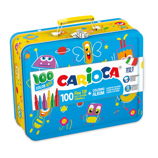 CARIOCA Joy Metal Case - 100 Count Markers & Coloring Album per Box (Pack of 6 Boxes)_main