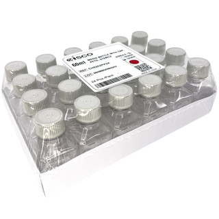 Eisco Labs: Pack of 24, 60mL Sterile PETG Media Bottles with HDPE Caps, Square, Leak-Proof, Tamper-Evident, Non-Pyrogenic, Gamma Sterilized, Ideal for Lab Reagents, Buffers & Biopharmaceutical Use_main