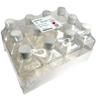 Eisco Labs: Pack of 12, 1L Sterile PETG Media Bottles with HDPE Caps, Square, Leak-Proof, Tamper-Evident, Non-Pyrogenic, Gamma Sterilized, Ideal for Lab Reagents, Buffers & Biopharmaceutical Use_main