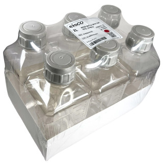 Eisco Labs: Pack of 6, 2L Sterile PETG Media Bottles with HDPE Caps, Square, Leak-Proof, Tamper-Evident, Non-Pyrogenic, Gamma Sterilized, Ideal for Lab Reagents, Buffers & Biopharmaceutical Use_main