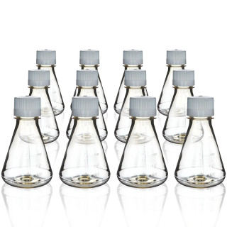 Eisco Labs: Pack of 12, 250mL Sterile Polycarbonate Erlenmeyer Flasks, Non-Vented, Flat Bottom, Gamma Sterilized, USP Class VI, Lab-Grade_main