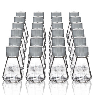 Eisco Labs: Pack of 24, 125mL Sterile PETG Erlenmeyer Flasks, Non-Vented, Baffled Bottom, Gamma Sterilized, USP Class VI, Lab-Grade_main