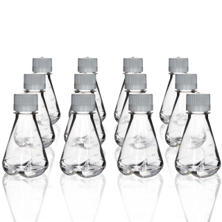 Eisco Labs: Pack of 12, 250mL Sterile PETG Erlenmeyer Flasks, Non-Vented, Baffled Bottom, Gamma Sterilized, USP Class VI, Lab-Grade_main