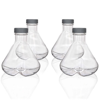 Eisco Labs: Pack of 4, 3L Sterile PETG Erlenmeyer Flasks, Non-Vented, Baffled Bottom, Gamma Sterilized, USP Class VI, Lab-Grade_main