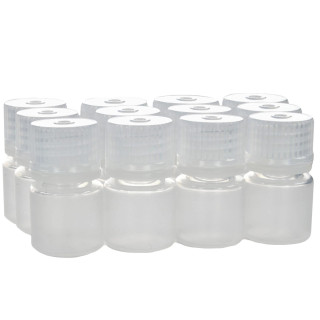 Eisco Labs: Pack of 12, 8mL Narrow Mouth Polypropylene Reagent Bottles with Polypropylene Caps, Autoclavable, Translucent, Non-Sterile, Leak-Proof, 0-135°C Temperature Range_main