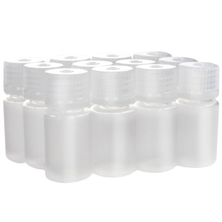 Eisco Labs: Pack of 12, 15mL Narrow Mouth Polypropylene Reagent Bottles with Polypropylene Caps, Autoclavable, Translucent, Non-Sterile, Leak-Proof, 0-135°C Temperature Range_main