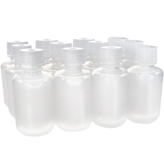 Eisco Labs: Pack of 12, 60mL Narrow Mouth Polypropylene Reagent Bottles with Polypropylene Caps, Autoclavable, Translucent, Non-Sterile, Leak-Proof, 0-135°C Temperature Range_main