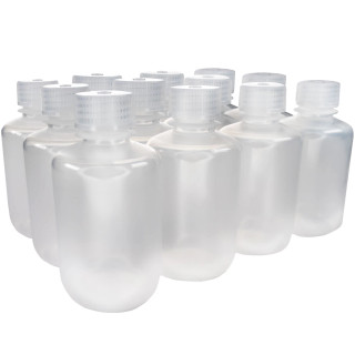 Eisco Labs: Pack of 12, 125mL Narrow Mouth Polypropylene Reagent Bottles with Polypropylene Caps, Autoclavable, Translucent, Non-Sterile, Leak-Proof, 0-135°C Temperature Range_main