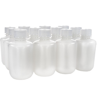 Eisco Labs: Pack of 12, 125mL Narrow Mouth HDPE Translucent Reagent Bottles with Polypropylene Caps, Non-Sterile, Leak-Proof, Chemical Resistant, -100 to 120°C Temperature Range_main