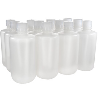 Eisco Labs: Pack of 12, 1L Narrow Mouth HDPE Translucent Reagent Bottles with Polypropylene Caps, Non-Sterile, Leak-Proof, Chemical Resistant, -100 to 120°C Temperature Range_main