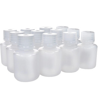 Eisco Labs: Pack of 12, 30ml Narrow Mouth LDPE Translucent Reagent Bottles with Polypropylene Caps, Non-Sterile, Leak-Proof, Chemical Resistant -100 to 80°C Temperature Range_main