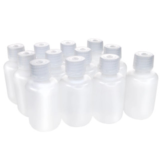 Eisco Labs: Pack of 12, 60ml Narrow Mouth LDPE Translucent Reagent Bottles with Polypropylene Caps, Non-Sterile, Leak-Proof, Chemical Resistant -100 to 80°C Temperature Range_main