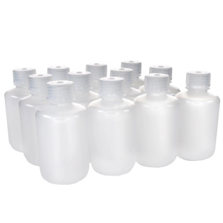 Eisco Labs: Pack of 12, 125ml Narrow Mouth LDPE Translucent Reagent Bottles with Polypropylene Caps, Non-Sterile, Leak-Proof, Chemical Resistant -100 to 80°C Temperature Range_main